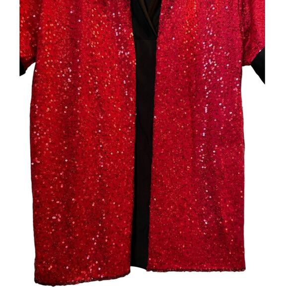 A Wish come true 12743 Sequin Placket Guy Shirt Red & black size small - Picture 9 of 12